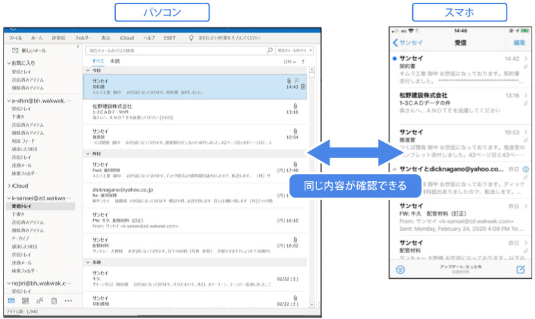 パソコンと同じ内容をスマホでも確認